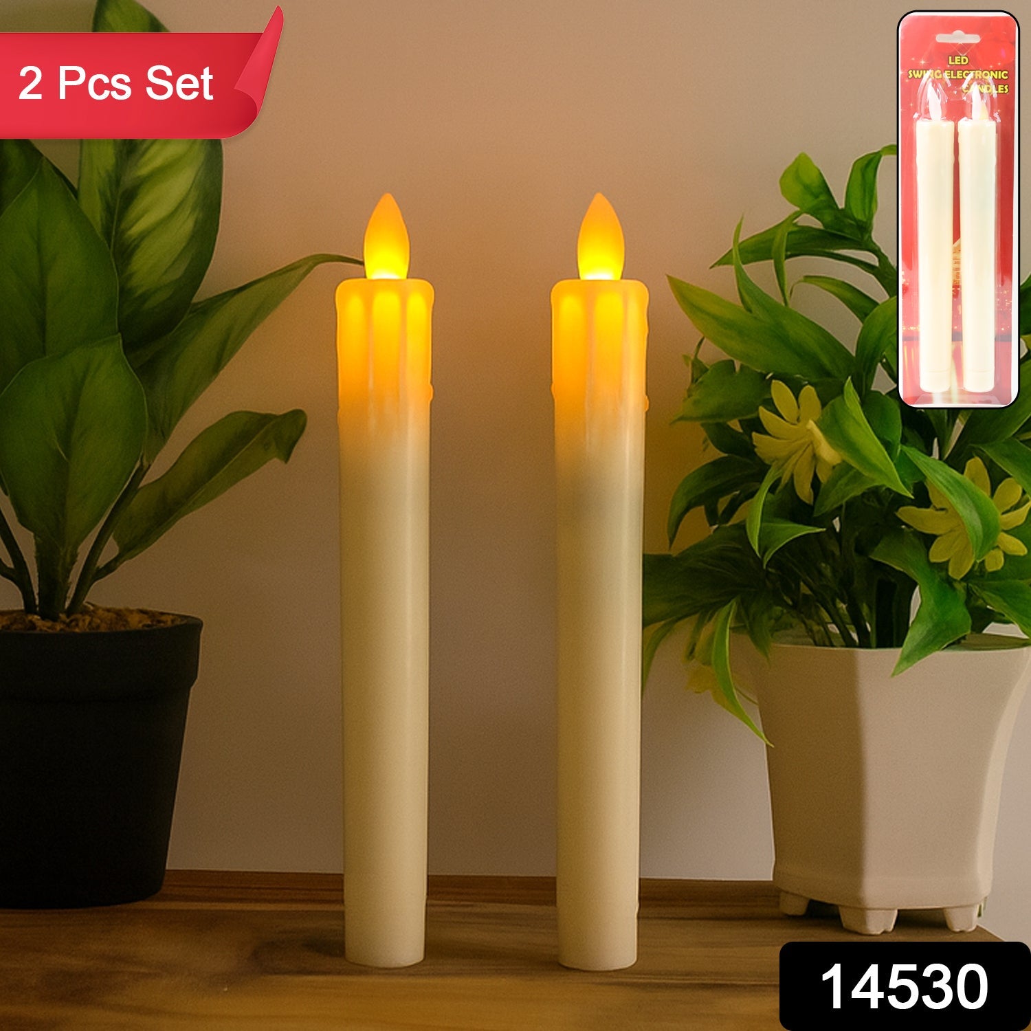 Set of 2 LED Flameless Taper Candles Set of 2 LED Flameless Taper Candles